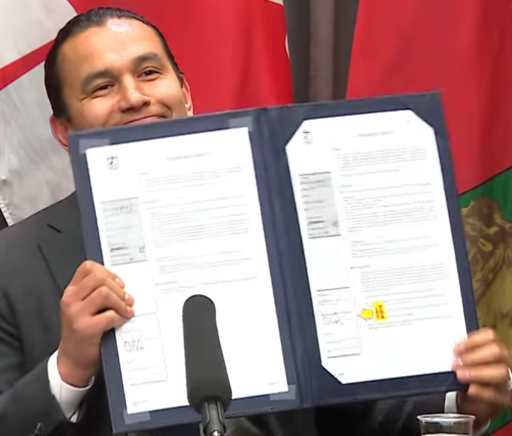 Premier Wab Kinew holds signed orders to repatriate 500MW of baseload power currently flowing to Minnesota and to stand up a 50MW transmission line to Nunavut.